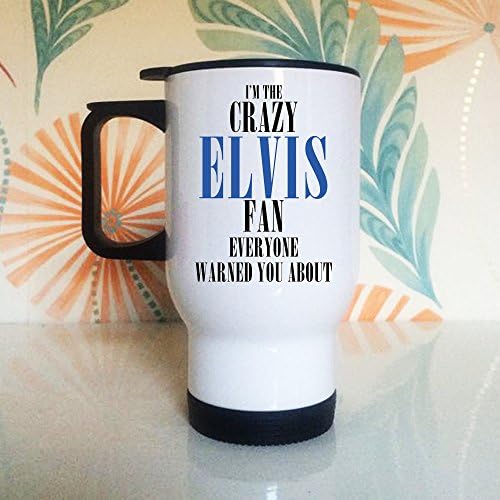 LULAH BLU Crazy Elvis Fan Travel Mug | Funny Novelty Gift