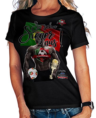 Stylotex Damen / Girlie T-Shirt So sehn Sieger aus Guy Portugal, Farbe:schwarz;Größe:L