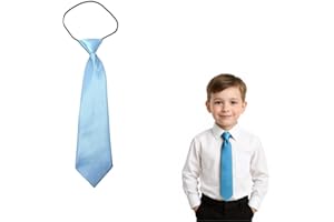 THE TIE COMPANY The Tie Co™ Kids Satin Elasticated Tie – Solid Plain Colour Pre-Tied Boys & Girls Neck Tie