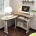 Produktbild ChuanHan Tabelle 2-Teilige Workstation Faltender Computertisch mit Bücherregalen, Pc-Schreibtisch-Schreibtisch mit Aufbewahrungsregalen für Kleine Space Oak-Computertische