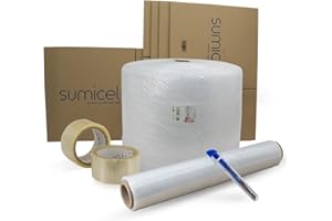 Sumicel - Pack Mudanza con rollo de plástico de burbujas de 50 cm de ancho y 100 metros de longitud (Pack 5)