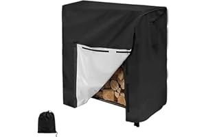 kingsea Copertura per legna da ardere, in tessuto Oxford 420D, resistente, per esterni, resistente alle intemperie, copertura per legna da ardere, per interni ed esterni, nero (1,2 m x 65,5 x 110 cm)