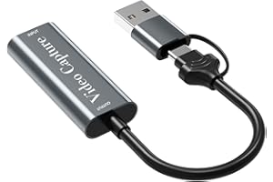 HEIZHU Video Capture Card, 4K HDMI to USB HDMI Video Capture Device Compatible with Capture Card Nintendo Switch, for Editing Video/Games/Streaming/Online Teaching/Calls/Recording(silver)