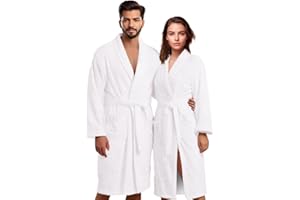 Dreamfox Unisex Towelling Bath Robes Free Size Towel Dressing Gown No Hood Fits All Cotton Dressing Gowns for Women UK Free Size Terry Towelling Bathrobe