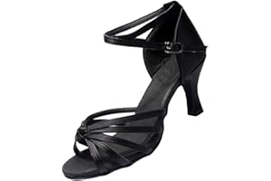 PLAFOPE Womens Ballroom Dancing Shoes 1 Pair Dancing Shoes High Heel Satin High Heels Open-Toed High Heels Ding Black Indoor High Heel