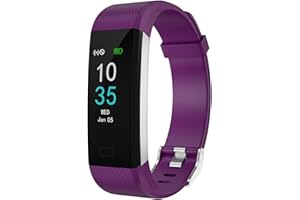 LEBEXY Bransoletka fitness, wodoszczelność IP68, zegarek fitness, smartwatch, krokomierz, analizator aktywności, licznik kalorii, zegarek sportowy z wbudowanym GPS, fioletowy