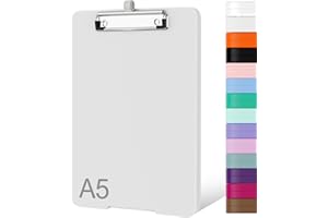 Piasoenc Piccolo portablocco con contenitore, portablocco A5 con portapenne, portablocco in plastica con clip a basso profilo, per infermieri, insegnanti, avvocati, bianco