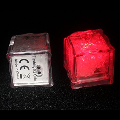 Atcket ( Red,Pack of 12) 1.1in LED Flashing Freezable Ice Cubes Rocks Light for Drinking in Bottles Cups (Red)
