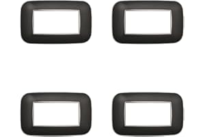 ZOREI 4 Pezzi Placche Compatibile Con Bticino Axolute, Modello Orbis Serie Ovale (4 Moduli/Posti, Acciaio Scuro)