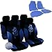 Produktbild WOLTU 7212+AM7170kb Universal Auto Sitzbezüge Sitzbezug Set , inkL. Fußmatten Matten Klassisch Blau,ALU Look Chorm optik Riffelblech, Schonbezüge Schwarz/Blau mit Drache aus Polyester