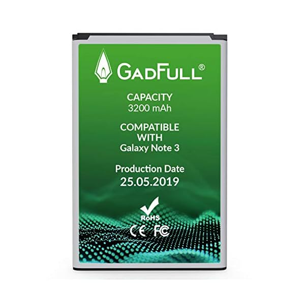 GadFull Akku für Samsung Galaxy Note 3 | 2019 Baujahr | Entspricht dem Original EB-B800BE | Lithium-Ionen-Akku der Modelle GT-N9000 GT-N9005 GT-N 9006 GT-N9009 | Ersatz Handy-Akku für Ihr Smartphone