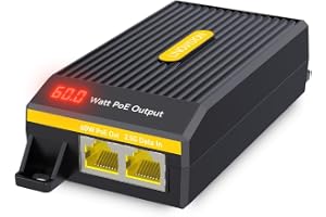 LINOVISION 2,5 G BT 60 W PoE++ injektor med realtidseffektskärm, IEEE 802.3bt PoE-injektor för PTZ-kameror, PoE-belysning, Wi