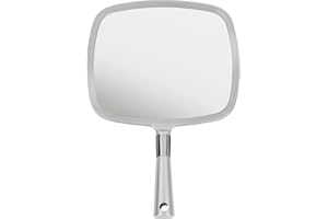Mirrorvana Miroir à Main pour Coiffeur barbier et Maquillage, Miroir Professionnel de Salon ou Usage à Domicile, Argent