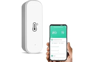 QOXEZY Termometr Wi-Fi, higrometr do wnętrz, Tuya Smart, czujnik temperatury wewnątrz, z aplikacją, powiadomienia i zapisywanie danych, do szklarni, piwniczki z winami, garażu, biały