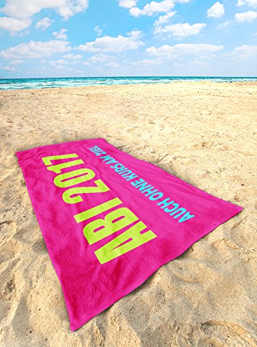 Abistrandtuch Abihandtuch 2017 „Auch ohne Kurs am Ziel – pink“ 90×170 cm - 2