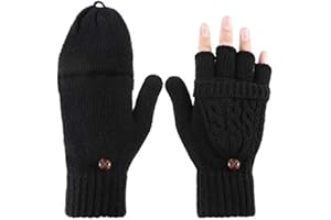 BKRDTY BOSSTER Guanti Senza Dita Donne Guanti in Maglia Convertibile Calda Lana Maglia Guanti con Guanto Cover per Signore e ragazze