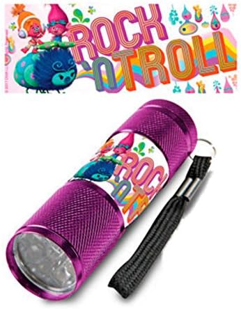 Licensed TROLLS LED Super Bright White Light Childs Kids Torch Flashlight (Purple)