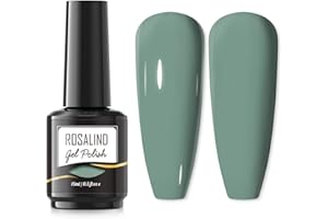 ROSALIND Color Verde Esmaltes Permanentes Para Uñas, 15ml Manicura Semipermanente, Pintauñas Permanente Gel de uñas semipermanente Soak Off Lámpara UV LED, Green Color Gel Nail Polish 1Pcs