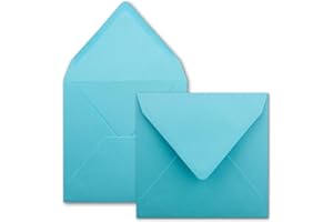 FARBENFROH BY GUSTAV NEUSER FarbenFroh - Sobres cuadrados (50 unidades, 15,5 x 15,5 cm, sin ventana, con adhesivo húmedo, para tarjetas de invitación de boda, cumpleaños y más), color turquesa