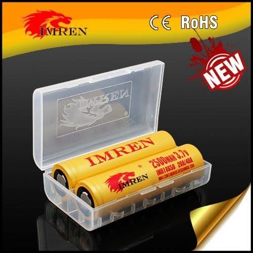 2 x IMREN 18650 2500mah 40a imren imr battery,3.7v 18650, 2500mah 20/40a ecig mod battery in Genuine Imren Case