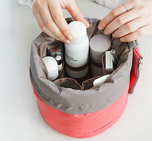 vinmax Lady Tasche Bucket Barrel geformte Kosmetik Make-up Tasche Set Travel Case Geldbörse Pink - 9