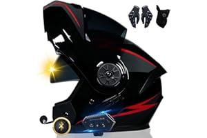 XYYYM Bluetooth Motorradhelm, Vollvisierhelm mit 2 Fahrern Helm Bluetooth Intercom DOT/ECE Genehmigt, Leicht, Klapphelm mit Doppelvisier, Modularer Helm für Erwachsene Männer Frauen S~XL