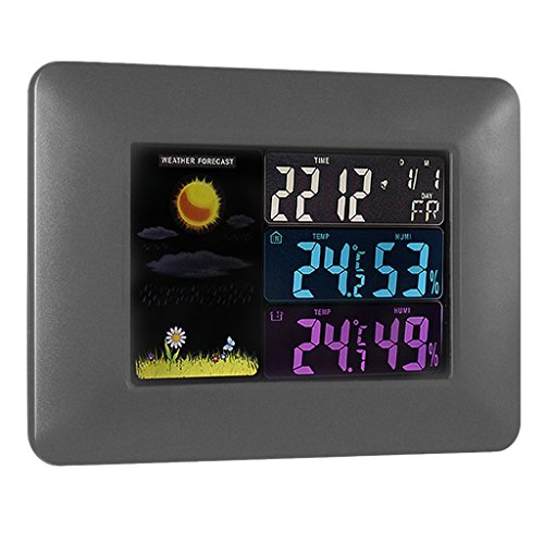 Preisvergleich Produktbild Sharplace Digitale Farb-LCD Drahtlose Wettervorhersage Uhr Thermometer Hygrometer Eu Plug