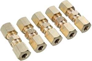 DONKIVVY 5 unidades de unión de línea de freno hidráulico, conector de compresión de latón para coche, conectores de tubo de freno hidráulico de 3/16 pulgadas OD