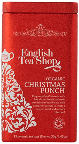 English Tea Shop Organic Christmas Punch Square Gift Tin- 15 Pyramid Tea Bags