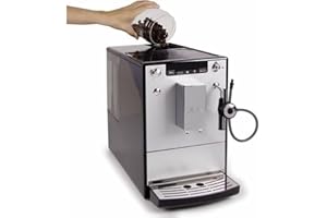 Melitta Solo&Perfect Milk E957-103, Cafetera Superautomática con Molinillo, Auto Capuchinador, 15 Bares, Café en Grano, Limpieza Automática, Personalizable, Plata