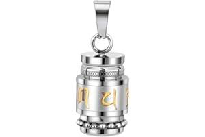 HomeDecTime Collier Pendentif Bouddha Pendentif Bouddhiste Mantra Prière Bouteille Collier - Argent