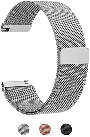 LANGREE Fitbit Versa Strap, Milanese Loop Stainless Steel Magnetic Replacement Wristband Bracelet Watch Band for Fitbit Versa Small(5.5"-7.6")-Silver