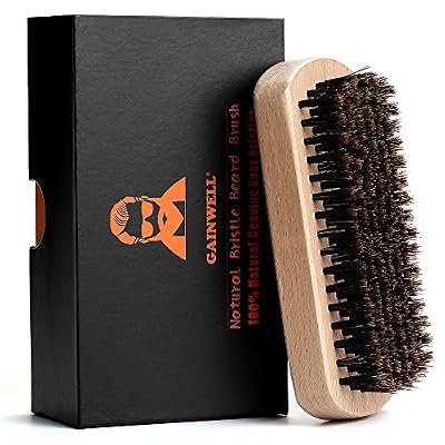GAINWELL BROSSE À BARBE EN SOIE DE SANGLIER 100% NATURELLE – démêle, masse et élimine les peaux mortes