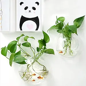 RSTYS Wall Hanging Fish Tank, 2 pcs Mounted Bubble Tank Transparency Bowls Aquarium Wall-Mounted Plant Pot Home Decor Transparent for Decor, 5.9 inches, (S1N73171122-10458-1140258111)