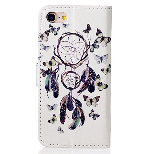 MUTOUREN Schutzhülle Case für iPhone 7 (4.7 Zoll) Prägung Blumen Geprägte indische Mandala Muster Buch-Stil Bookstyle Handyhülle Schutzhülle Taschen Anti-scratch Bumper et Shock Absorption Magnetverschluss Magnet Etui + Metall Touch-Pen, Traumfänger und Schmetterling - 3