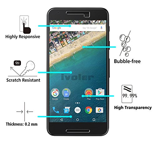 Nexus 5X Protector de Pantalla  iVoler Protector de Pantalla de Vidrio Templado Cristal Protector para LG Google Nexus 5X -Dureza de Grado 9H  Espesor 0 20 mm  2 5D Round Edge- Ultra-trasparente   Anti-golpe   Ajuste Perfecto   No hay Burbujas - Garant  a Incondicional de 18 Meses