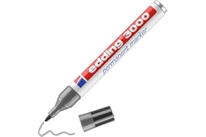 ‎EDDING edding 3000 Permanentmarker - grau - 1 Stift - Rund-Spitze 1,5-3 mm - schnell trocknender Permanent Marker - wasserfest, wischfest - für Karton, Kunststoff, Holz, Metall - Universalmarker