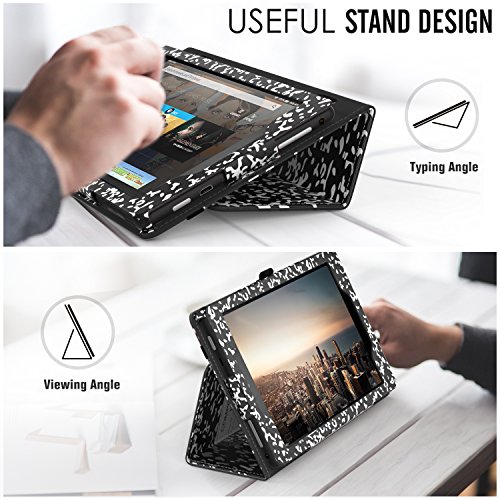 MoKo Hülle für Fire HD 8 2016 – Kunstleder Ständer Schutzhülle Smart Cover mit Auto Schlaf / Wach Funktion und Stift-Schleife für Fire HD 8 Tablet (6. Generation – 2016), Notizbuch Schwarz - 5