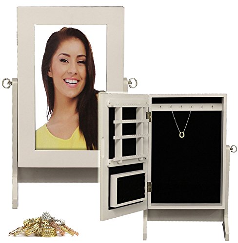 Schmuckschrank, mit Spiegel, weiss Höhe 59cm, Holz, Medium