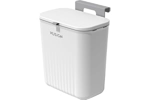 Deli-Vusign VS1114 Kitchen Hanging Garbage Bin – Wall-Mounted Waste Bin with One-Click Closure, Wide Horizontal Caliber – 26×16×28.5cm, White – Ideal for Cabinets & Counters