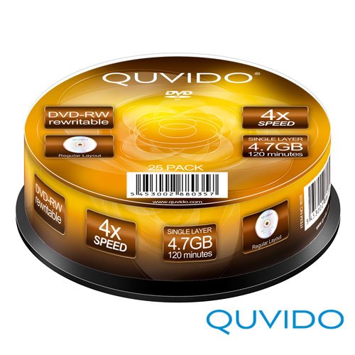 25 QUVIDO DVD-RW 120Min 4.7GB 4x in Spindel // RiTEK