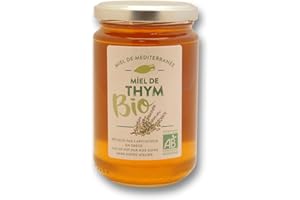 Miel Bio de Thym 400g - Récolté en Grèce - Miel certifié AB Agriculture Biologique, pur et non pasteurisé - Les Ruchers du Luberon