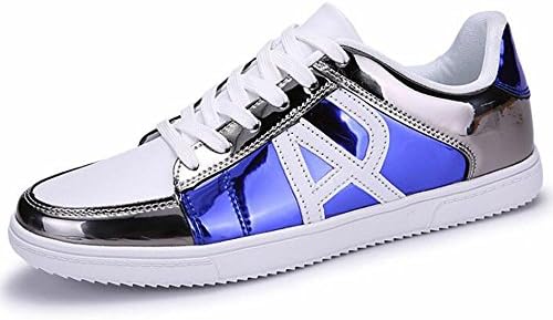 Men 's autumn cool youth shoes personality personality bright trendy sports shoes , blue , 44