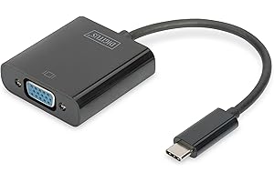 DIGITUS Adaptateur Graphique USB-C - USB-C vers VGA - FullHD 1080p/60Hz - Longueur de câble 15cm - Plug & Play - Noir