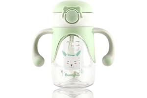Bunnytoo Baby Trinkbecker -280ml,Schnabeltasse Baby ab 12 Monaten,Trainer Cup Trinklernbecher,Baby Lernbecher Langlebig und Hygienisch,Auslaufsicherer Silikonauslauf Trinklernbecher, Bpa-Frei-Grün