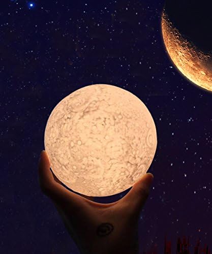 3D Moon Lamp, Aappy LED Lunar Night Light Touch Control Table Lamp Dimmable Brightness with USB Charging Moonlight Gift with Wooden Holder,15 cm(6 inch)