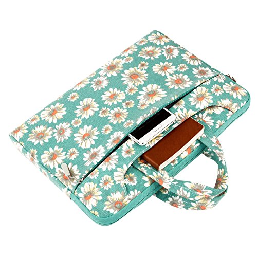 MOSISO böhmische Art Gewebe Laptop Hülsen Kasten Tasche Abdeckungs Beutel mit Handgriff und Schultergurt für 11-11.6 Inch MacBook Air, Ultrabook Netbook Tablet, Goldene Chrysantheme - 4