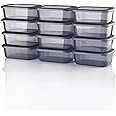 12 Lunch Box Breakfast Storage Containers with 12 lids- Microwave, Freezer and Dishwasher Safe - Plastic Reusable Takeaway Food Storage Boxes with Lids – Pack of 12 Pcs, 250 ml Rectangular