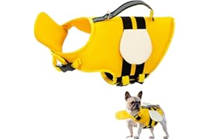 Little Bean Dog Life Jackets Vest Adjustable Swimming Safety with Superior Buoyancy and Rescue Handle for Small Medium Big Dog Boating (yellow bee, S)