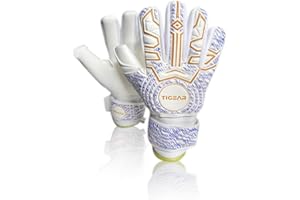 TIGEAR Spark Series Goalkeeper Gloves with Durable German Latex, Shock Absorption Padding & Removable Finger Sticks for Adult & Kids Safety
